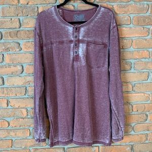 Retrofit Maroon Long Sleeve Henley Shirt